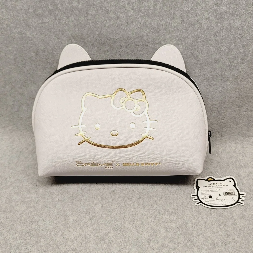 The Crème Shop x Hello Kitty Sanrio Makeup Pouch Golden Sparkle Icon Bow‎ Travel
